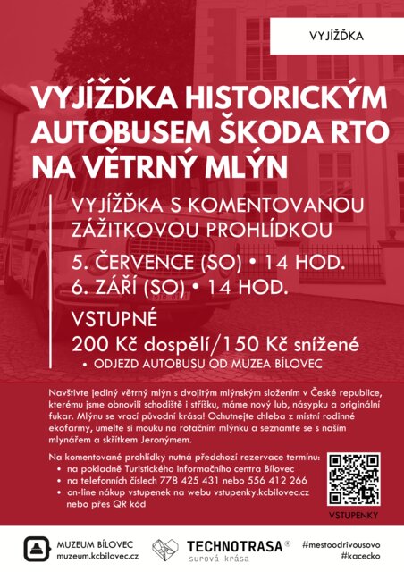 Vyjížďka historickým autobusem Škoda RTO na větrný mlýn
