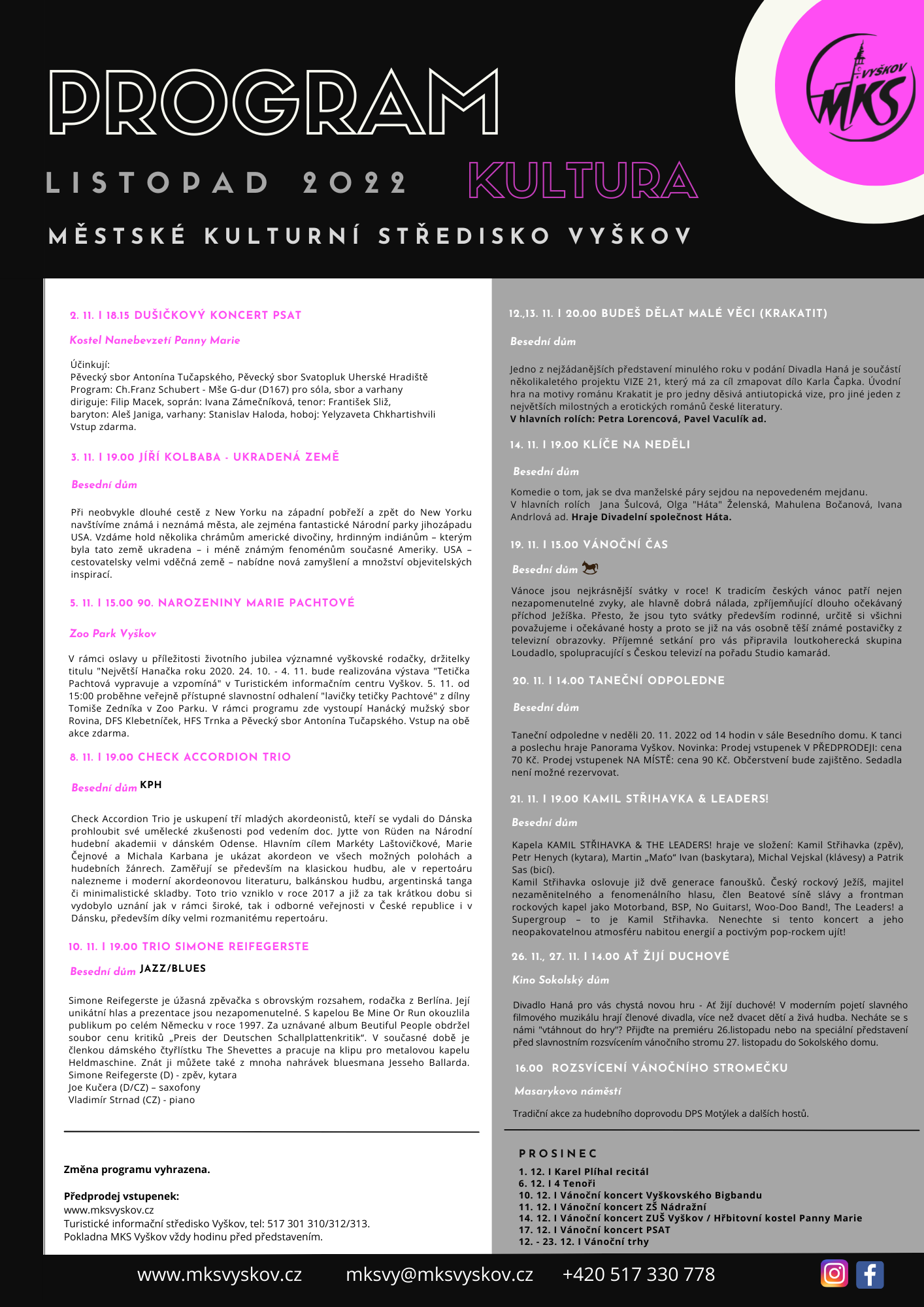 M stsk Kulturn St edisko Vy kov Program A Vstupenky M stsk Kulturn St edisko Vy kov Program A Vstupenky