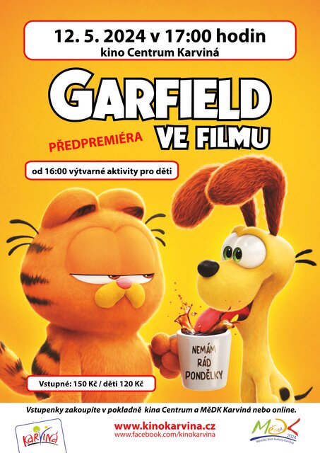 Garfield ve filmu - PŘEDPREMIÉRA - Vstupné pro děti a mládež
