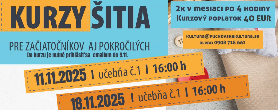 KURZ ŠITIA PRE ZAČIATOČNÍKOV A POKROČILÝCH - november 2025