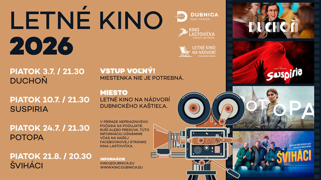 LETNÉ KINO 2026 na nádvorí Dubnického kaštieľa