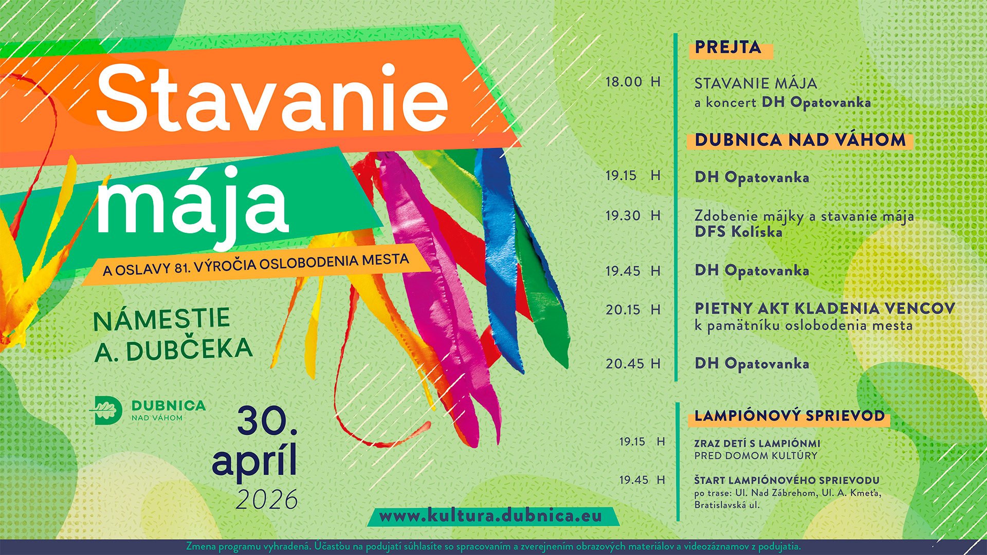 Stavanie mája a oslavy 81. výročia oslobodenia mesta 