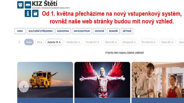 KINO Štětí přechází od 1. května na nový vstupenkový systém.