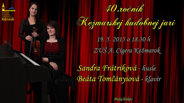 Koncertný program: Beáta Tomčányiová (klavír) a Sandra Frátriková (husle)