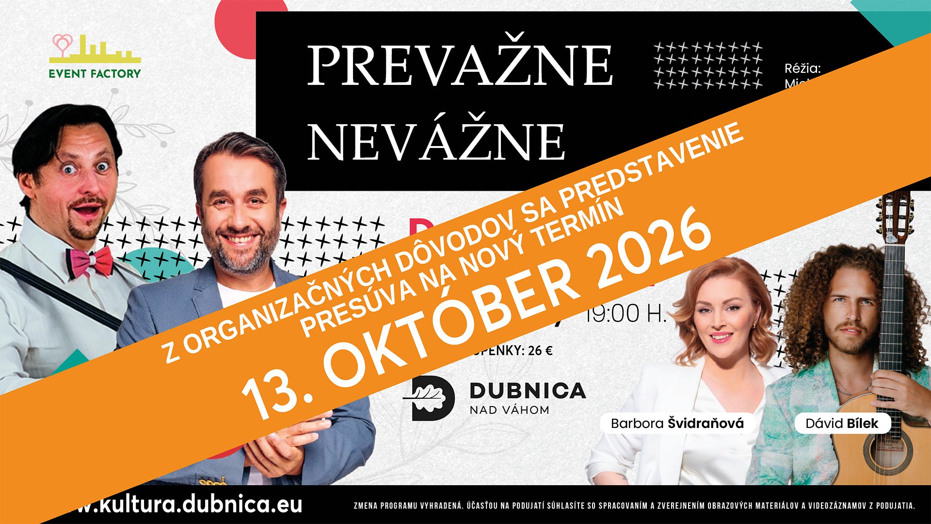 ZMENA TERMÍNU - PREVAŽNE NEVÁŽNE -  zábavná show