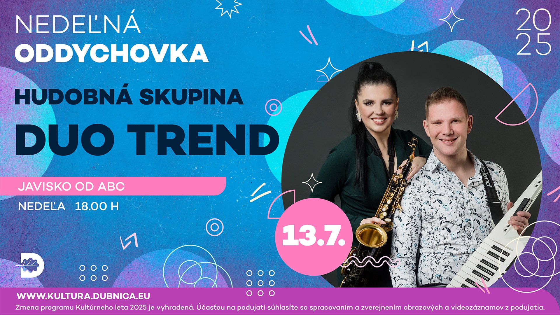 Nedeľná oddychovka s HUDOBNOU SKUPINOU DUO TREND