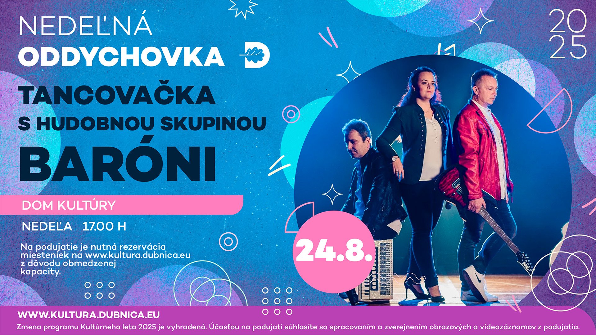 Nedeľná tancovačka s HUDOBNOU SKUPINOU BARÓNI