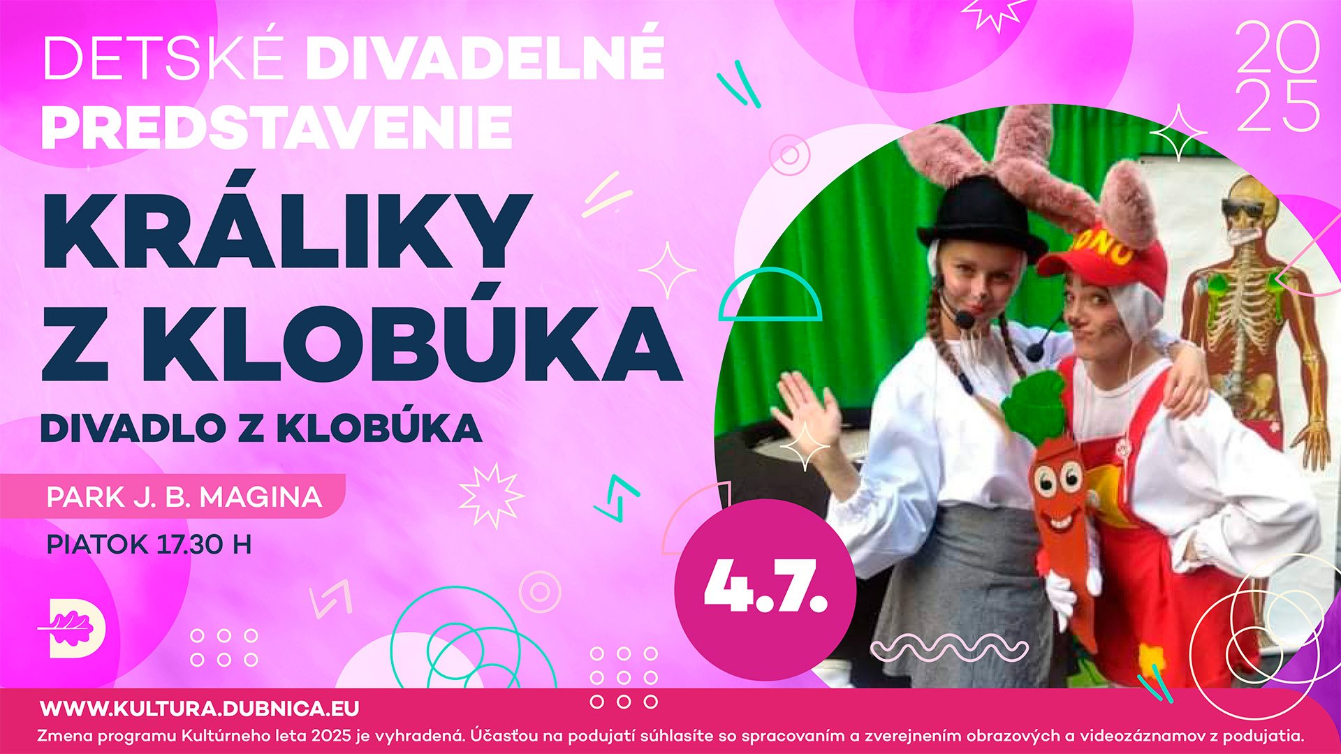 Detské divadelné predstavenie KRÁLIKY Z KLOBÚKA / DIVADLO Z KLOBÚKA 